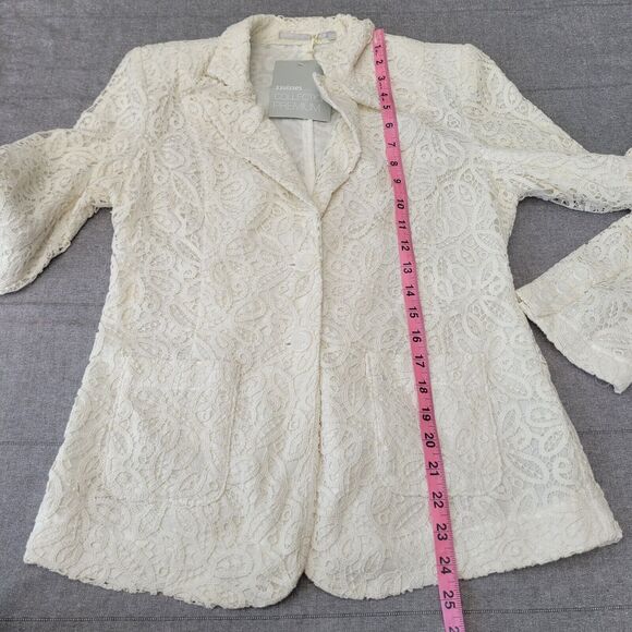 NWT Vintage 3 Suisses Collection Ivory Lace Blazer Jacket Cotton Small - Picture 4 of 8